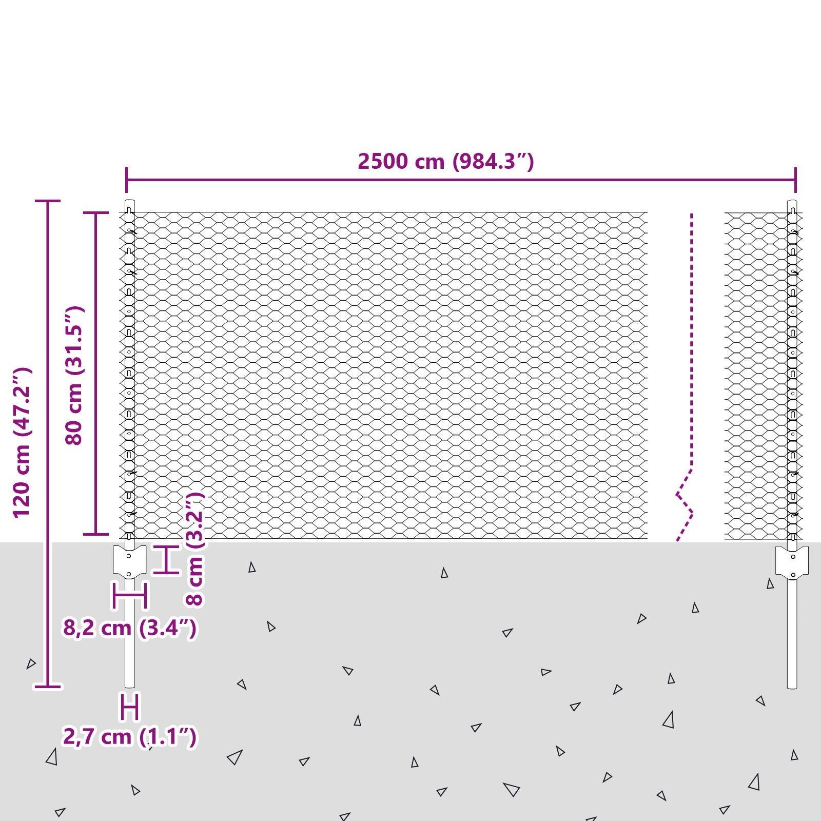 Omheining Posts 11 St U-Kanaal 80 Cm Verzinkt Staal,  Zeshoek Omheining 0.8X25 M Verzinkt Staal