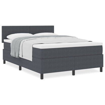 Boxspring Bed Met Matras Donkergrijs 140X200 Cm Corduroy Stof