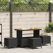 Tuin eettafelset poly rattan zwart 4 personen