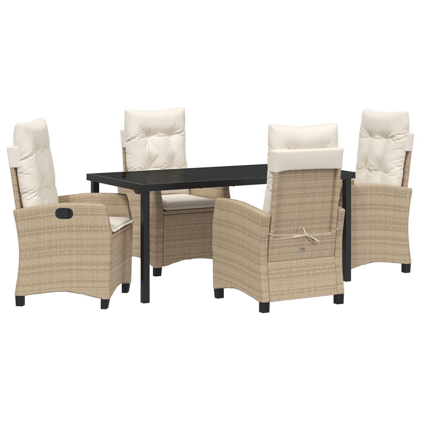 5-Delige Tuinset Met Kussens Beige Poly Rattan