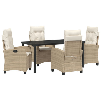 5-Delige Tuinset Met Kussens Beige Poly Rattan