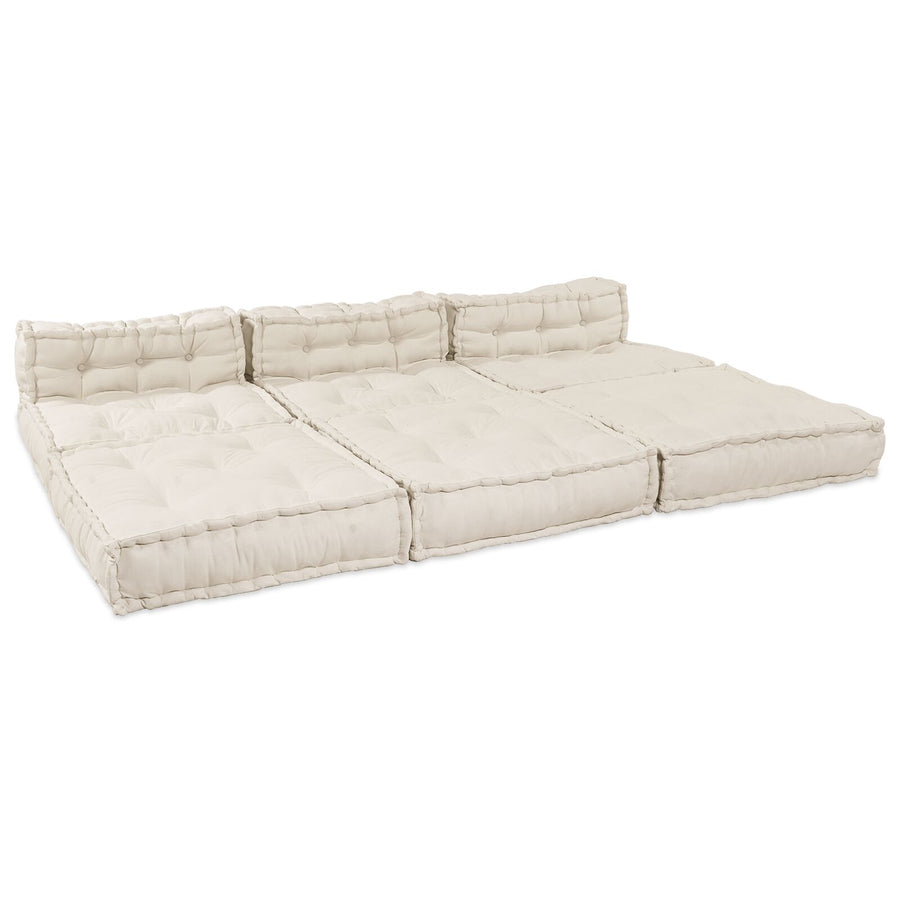 4-Zits Modulair Poef Bank Omkeerbaar Stof Crème 70 x 70 x 54 cm Lounge + 3x midden