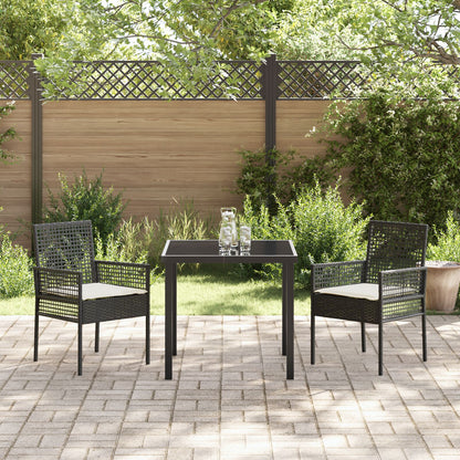 Tuinstoelen 2 Stuks Met Kussens Poly Rattan Zwart en crème