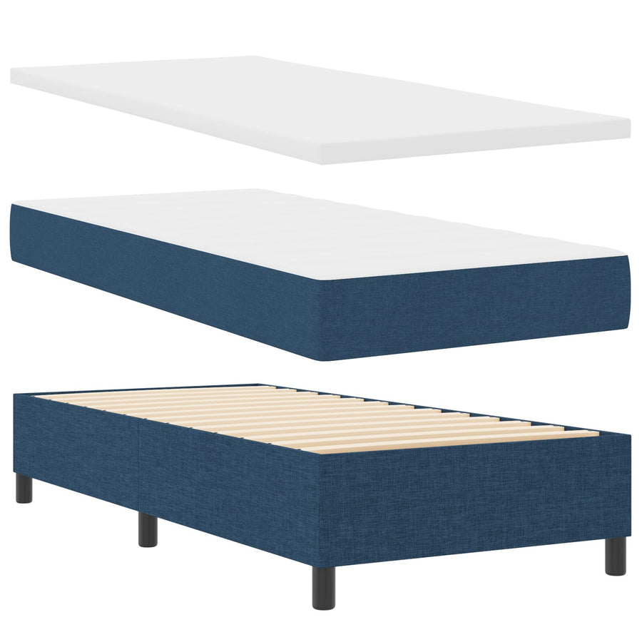 Boxspring Bed Met Matras & Bank Stof Blauw 80 x 200 cm Lijnen ontwerp
