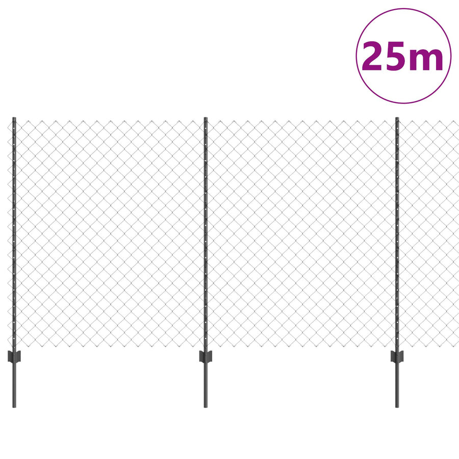 Ketenlinkhek Met 44 U-Palen Grijs 1.4X25 M Staal