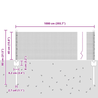 Gelast Draadhek Met 5 U Posts Grijs 0.4 X 10 M Staal