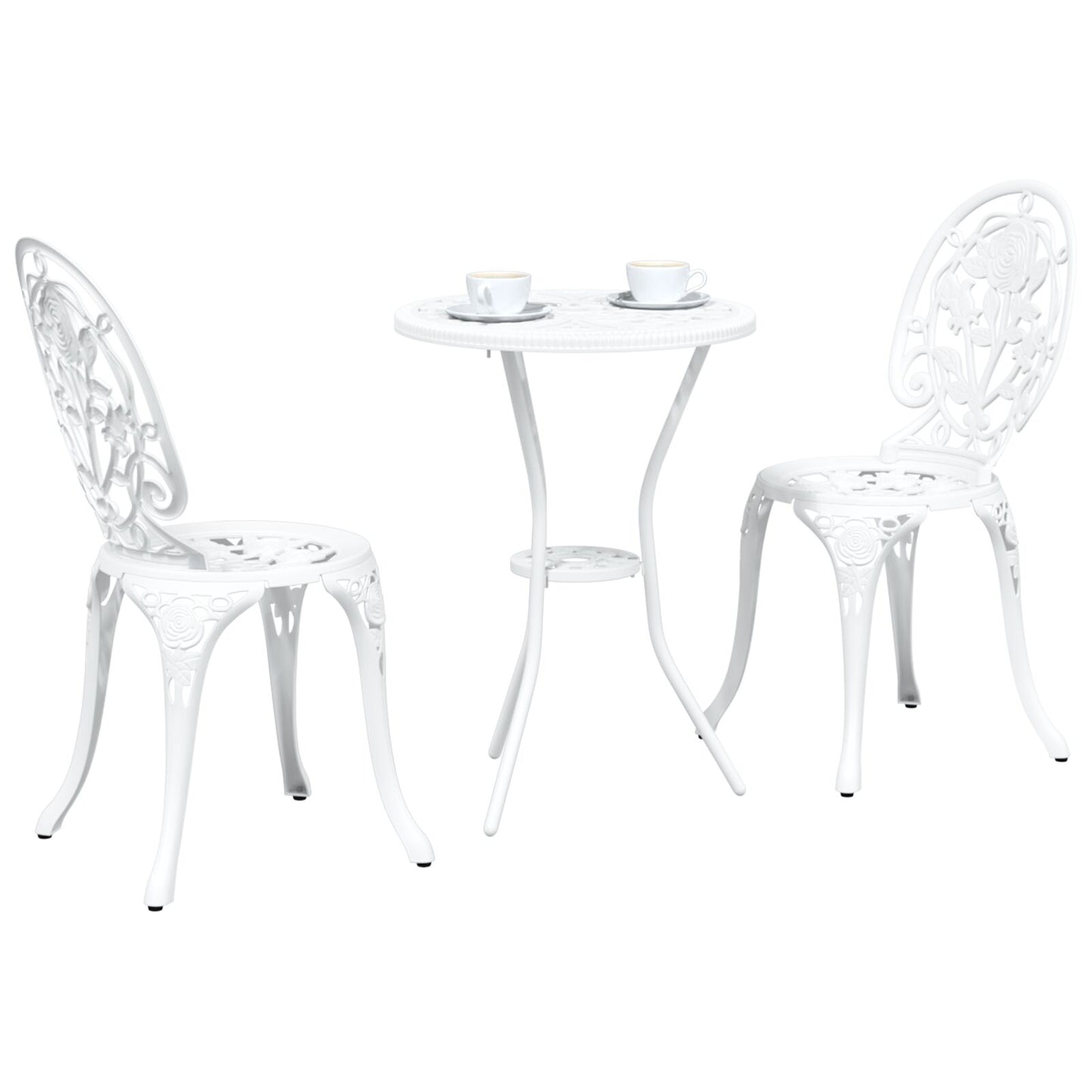 3-Delig Tuin Bistro Set Te Gietaluminium Wit