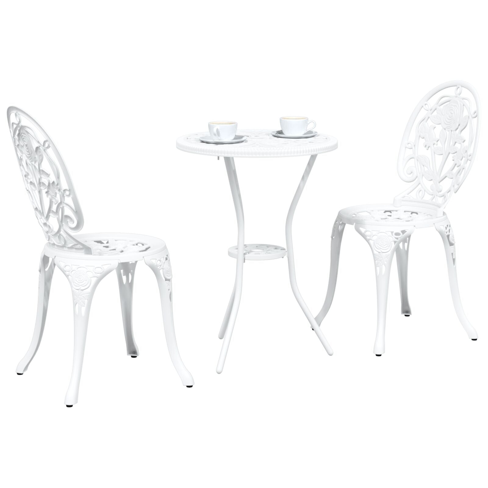 3-Delig Tuin Bistro Set Te Gietaluminium Wit