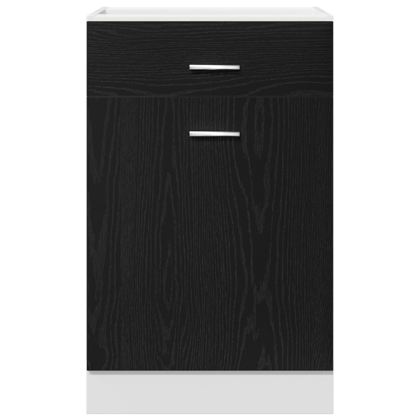 Zwarte Eiken Lade Kabinet - 50X46X81.5 Cm, Gemaakt Van Bewerkt Hout