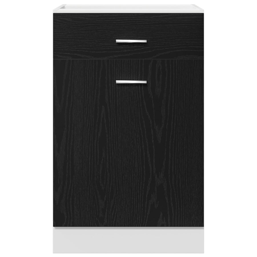 Zwarte Eiken Lade Kabinet - 50X46X81.5 Cm, Gemaakt Van Bewerkt Hout