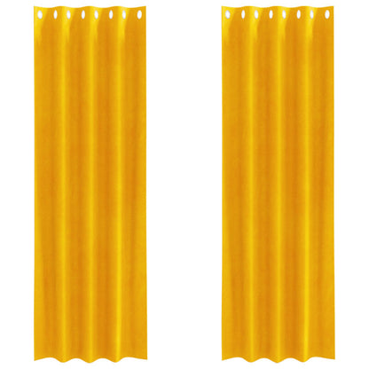 Blackout Gordijnen 2 Stuks Velours Mosterdgeel 140 x 245 cm met oogjes