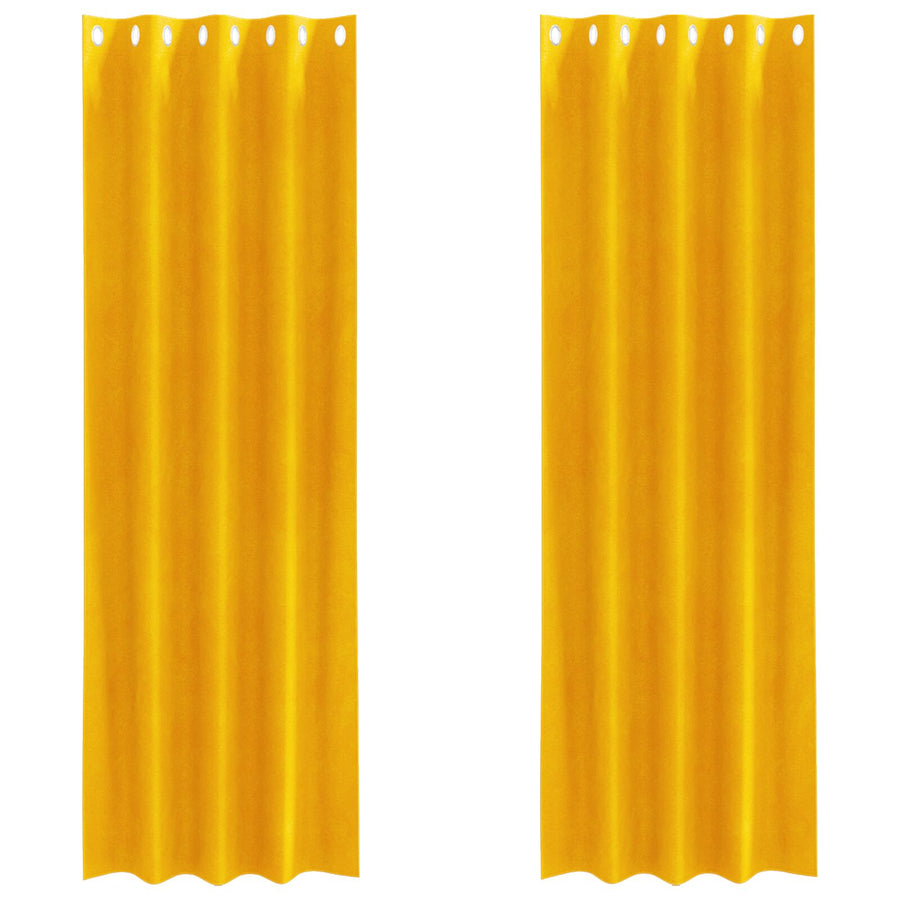 Blackout Gordijnen 2 Stuks Velours Mosterdgeel 140 x 245 cm met oogjes