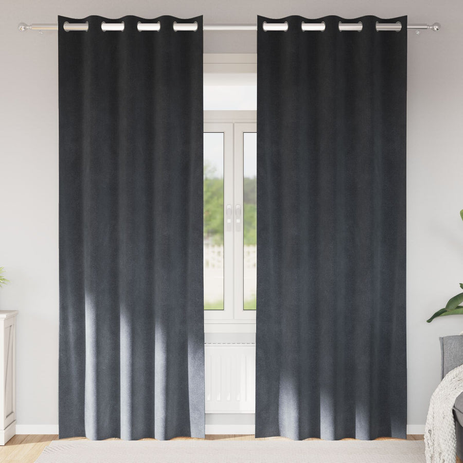 Blackoutgordijnen 2 Stuks Velours Lichtgrijs 140 x 260 cm met oogjes