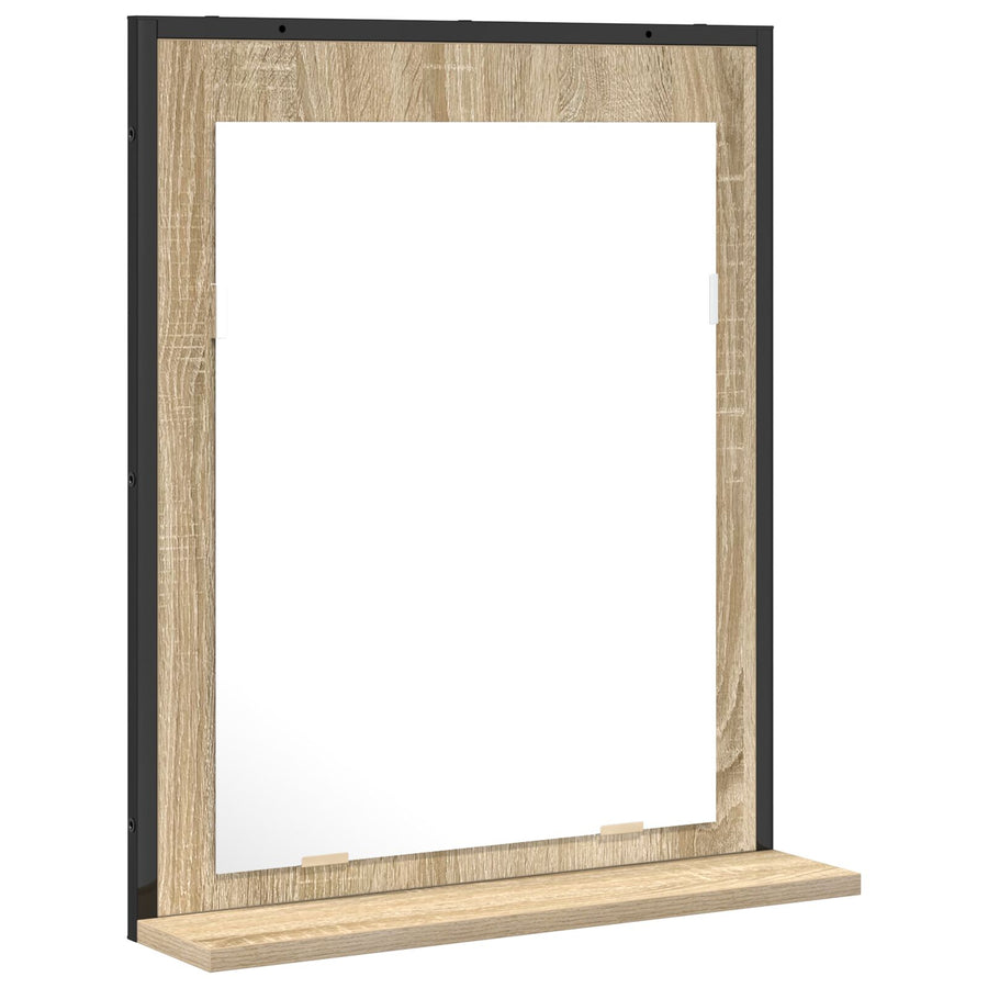 Badkamer Spiegel Met Plank Sonoma Eik 50X12X60 Cm Geengineerd Hout Zwart Eiken