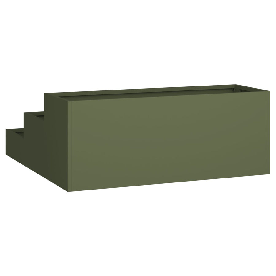 Tuin Plantenbak 3-Laags Staal 90 x 90 x 35 cm Olijfgroen