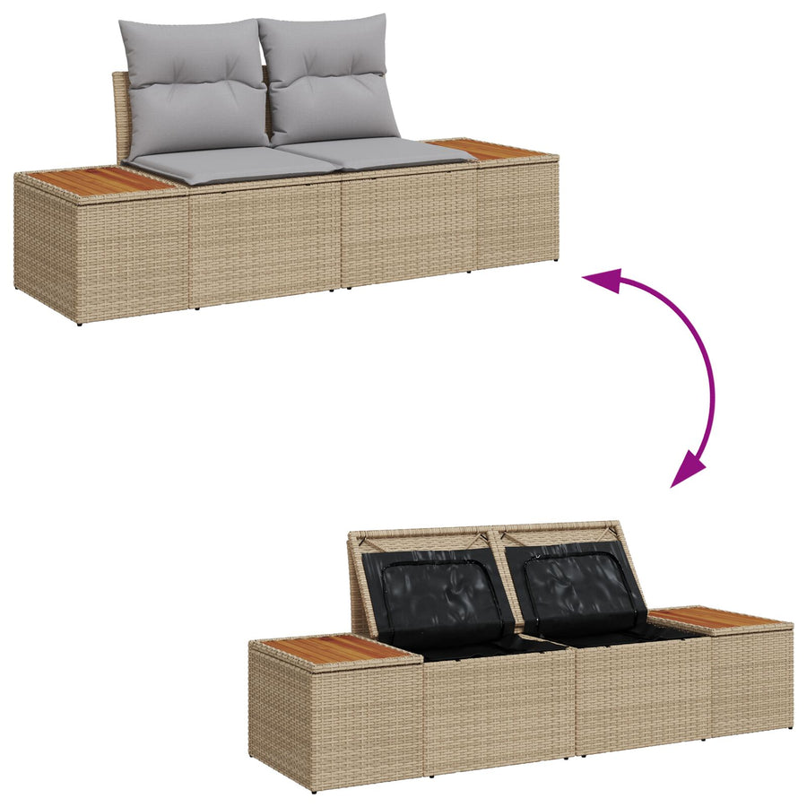 6 Delige Tuin Sofa Set Met Kussens Beige Poly Rattan