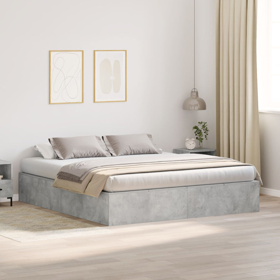 Opbergbedframe Betonnen Grijs 200 x 200 cm