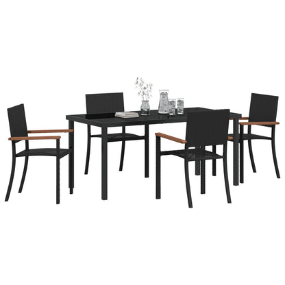 5 Delige Tuin Eetset Zwarte Poly Rattan