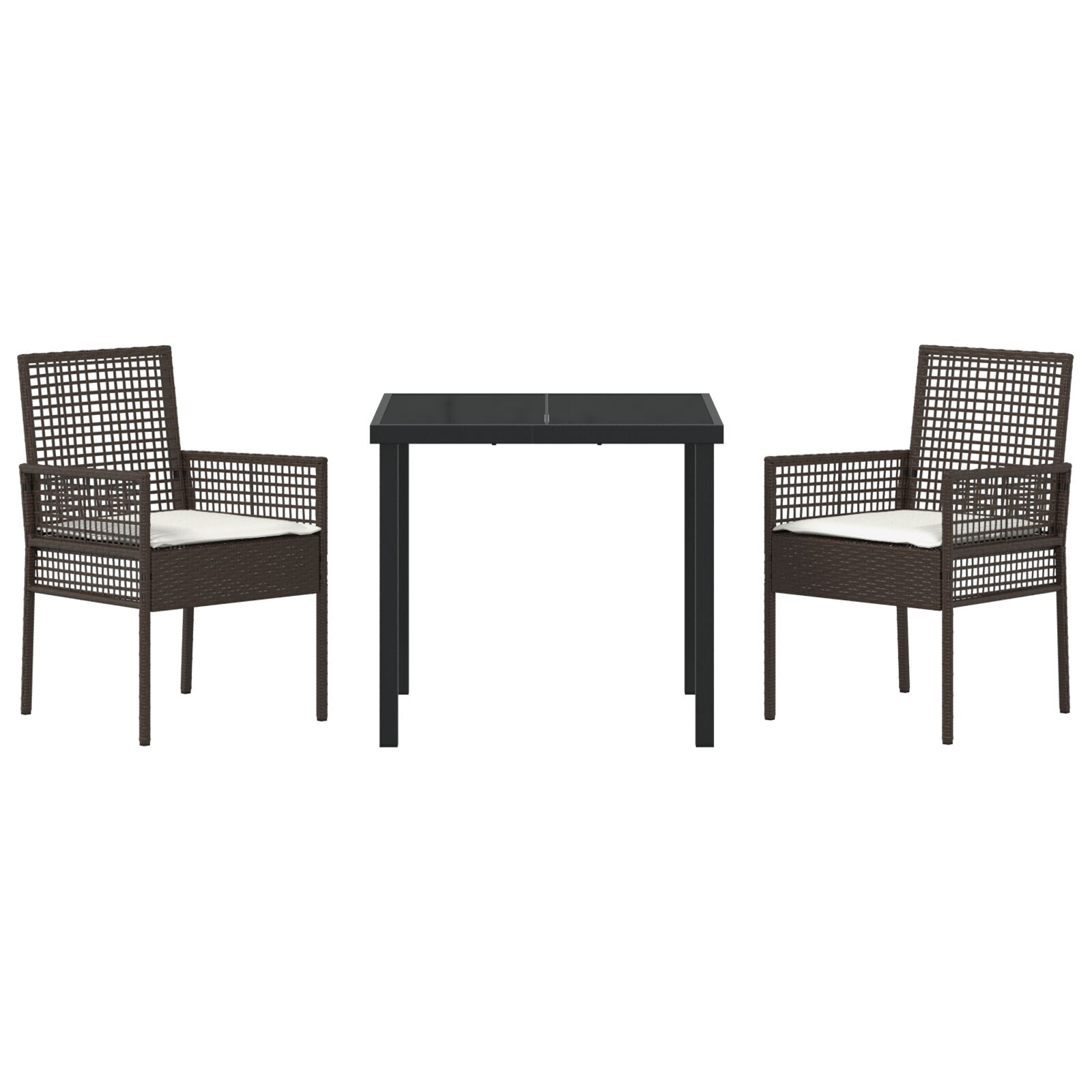 3-Delige Tuindining Set Met Kussens Bruin Poly Rattan