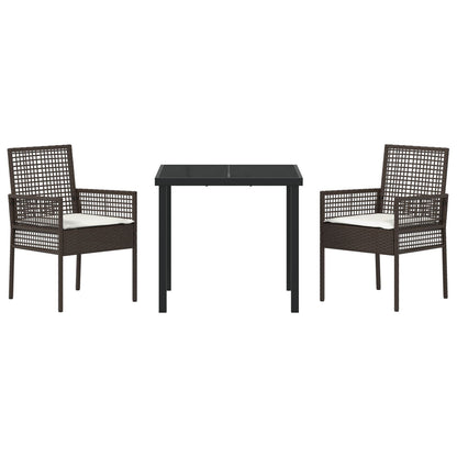 3-Delige Tuindining Set Met Kussens Bruin Poly Rattan