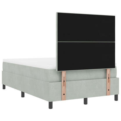Boxspring Bed Met Matras Lichtgrijs 120X200 Cm Fluweel Blauw