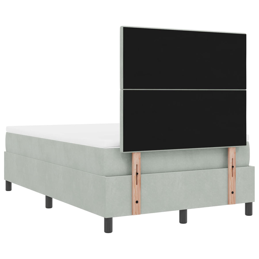 Boxspring Bed Met Matras Lichtgrijs 120X200 Cm Fluweel Blauw
