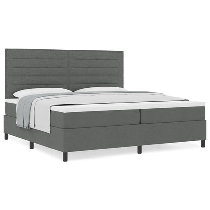Boxspring Bed Met Matras Donkergrijs 200X200 Cm Stof Lichtgrijs