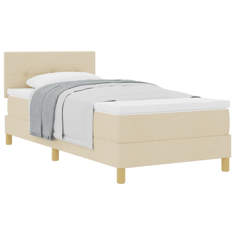 Boxspringbed Met Matras Stof Crème 100 x 200 cm Knopen-gestikt