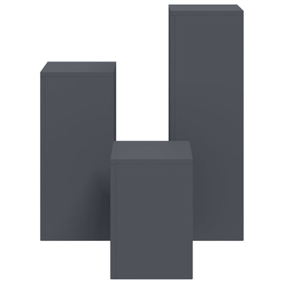 Buitenplantstands - 3-Delige Staal Set Anthraciet 3x (35/55/75 cm)