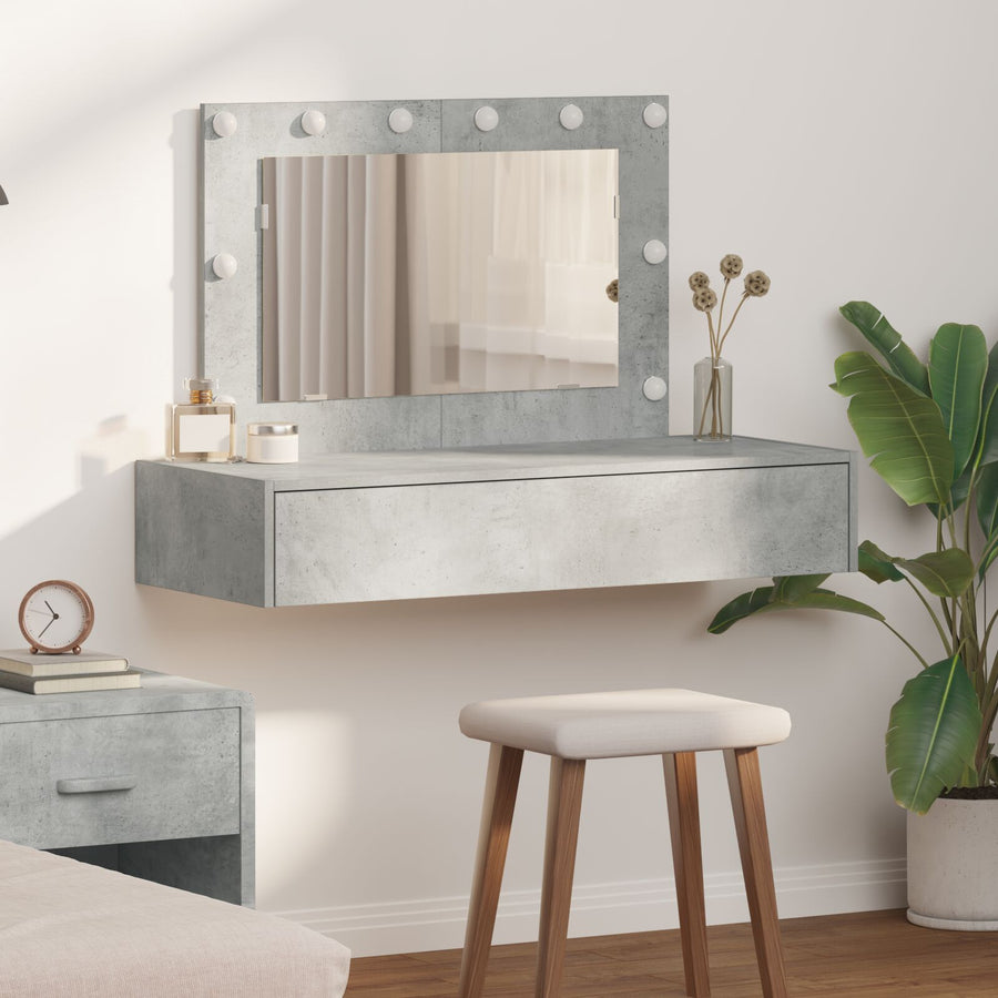 Wandkaptafel -Lichten In 100 x 40 x 70 cm Beton grijs met LED