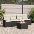 Garden sofa set with cushions 5 pcs Black poly rattan