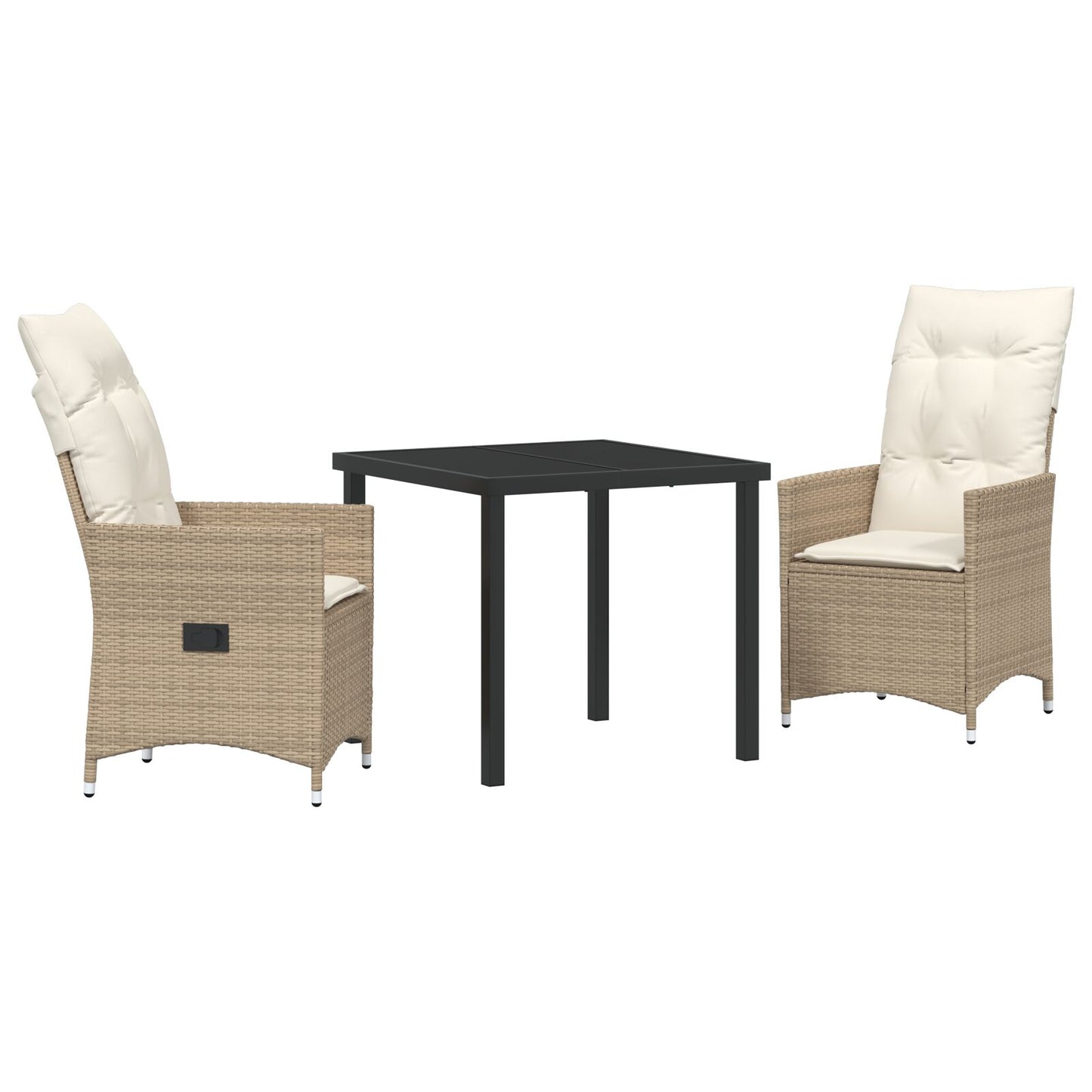 3-Delige Tuinset Met Kussens Beige Poly Rattan