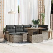 Tuinset poly rattan 7-delig grijs