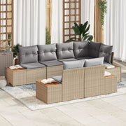 Tuinset polyrattan 7-delig beige