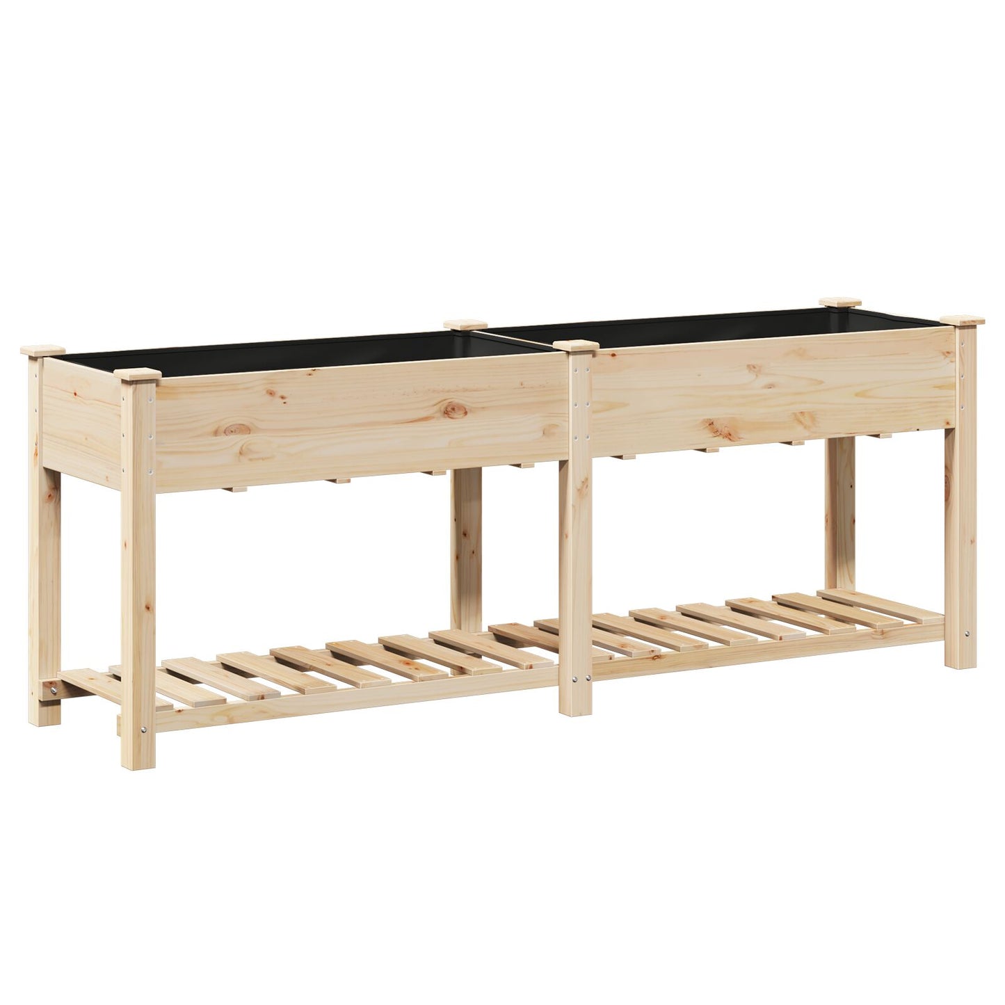 Tuinplanter Met Plank 203X53X76 Cm Massief Hout Vuren 203,5 x 53 x 76,5 cm