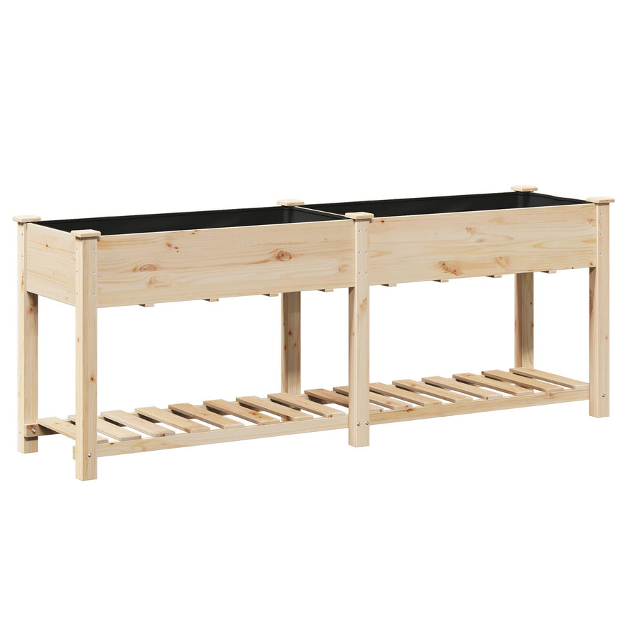 Tuinplanter Met Plank 203X53X76 Cm Massief Hout Vuren 203,5 x 53 x 76,5 cm