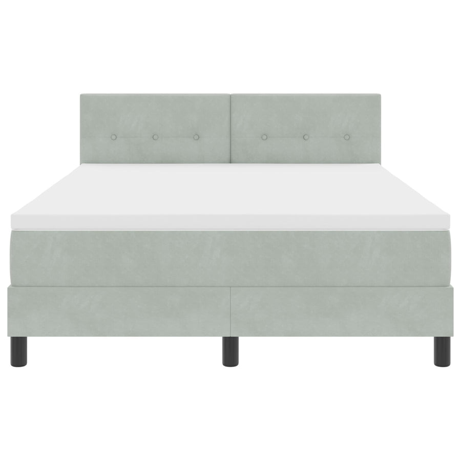 Boxspringbed Met Matras Lichtgrijs 140X200 Cm Fluweel Blauw