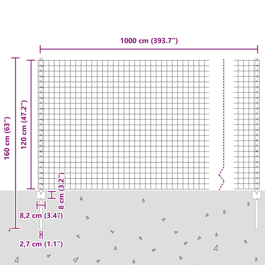 Euro Hek Met 5 U-Palen Groen 1,2X10 M Staal