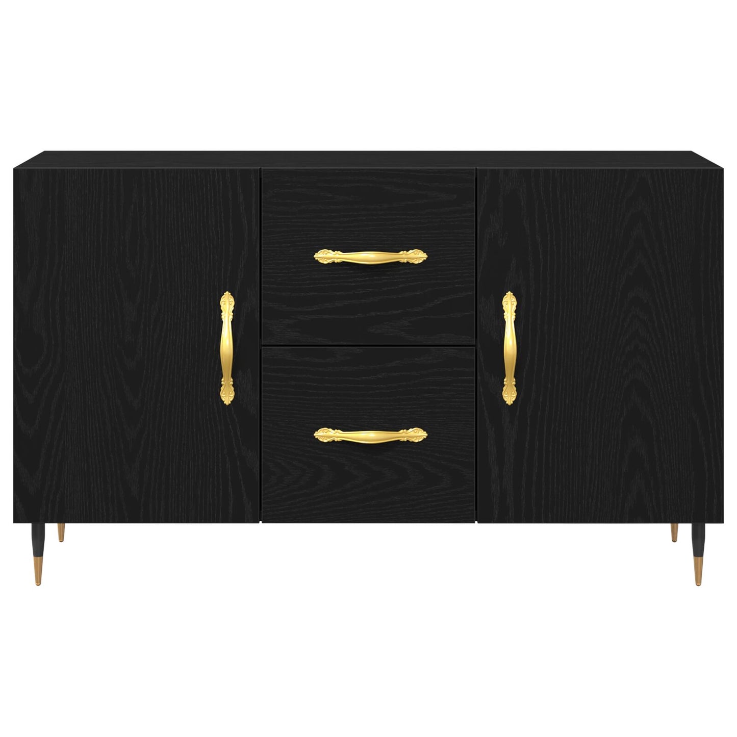 Dressoir Zwart Eiken 100X36X60 Cm Gelaagd Hout