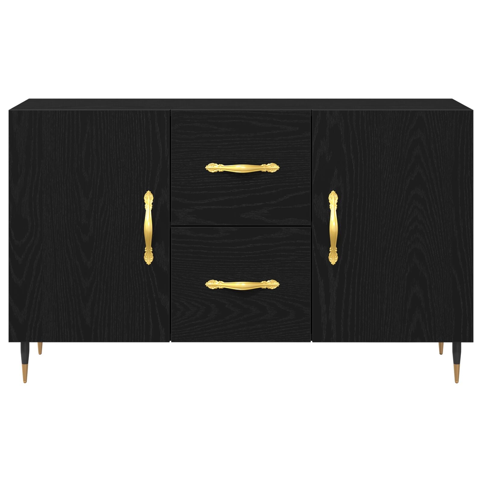 Dressoir Zwart Eiken 100X36X60 Cm Gelaagd Hout