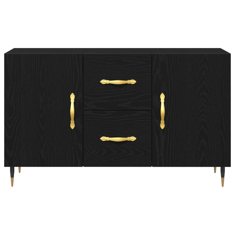 Dressoir Zwart Eiken 100X36X60 Cm Gelaagd Hout