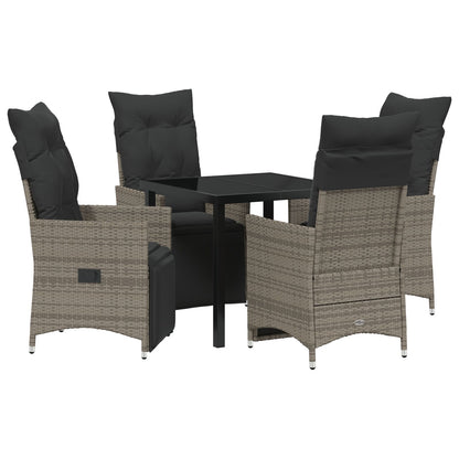 5-Delig Tuin Eetset Met Kussens Grijs Poly Rattan