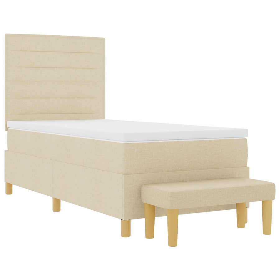 Boxspringbed Met Matras En Bank Stof Crème 100 x 200 cm Lijnontwerp