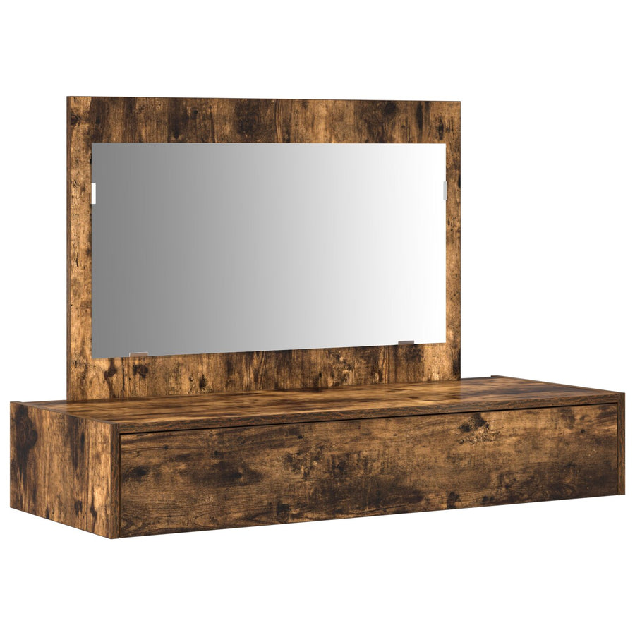 Wandmontage Kaptafel 100 x 40 x 70 cm Gerookt Eiken zonder LED