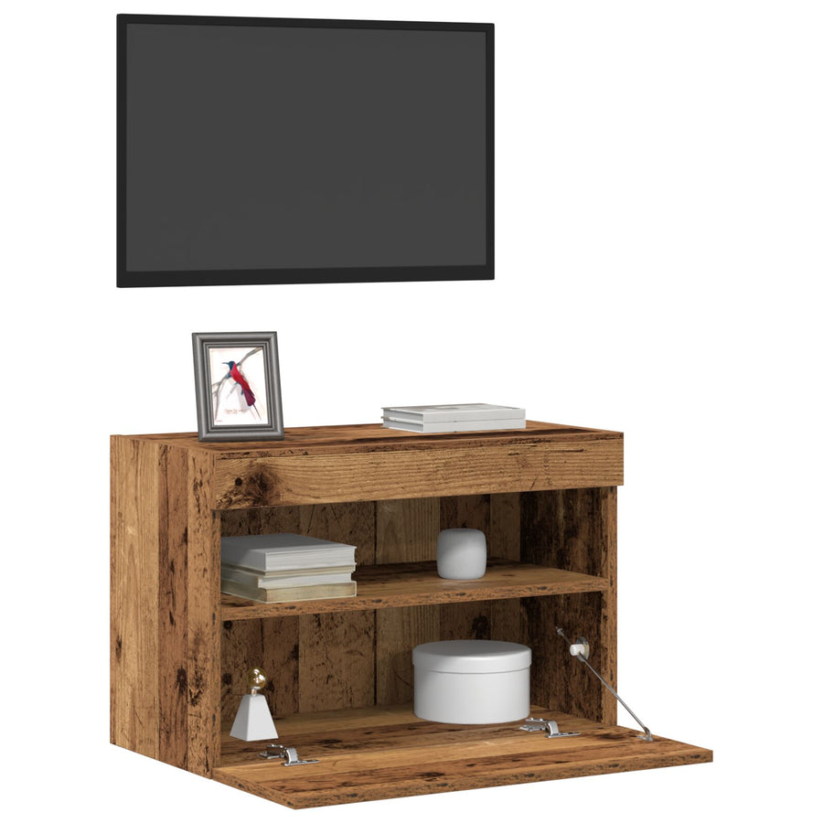 Tv Wandkasten Met Led Verlichting 2 Stuks Oud Hout Oude hout