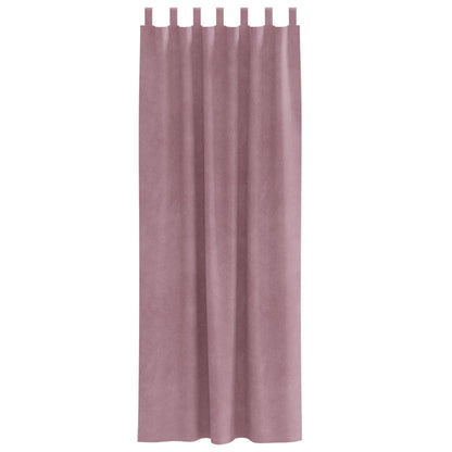 Zwarte Gordijnen Met Hanglussen 2 Stuks Velvet Donkerroze 140 x 245 cm met ophanglussen