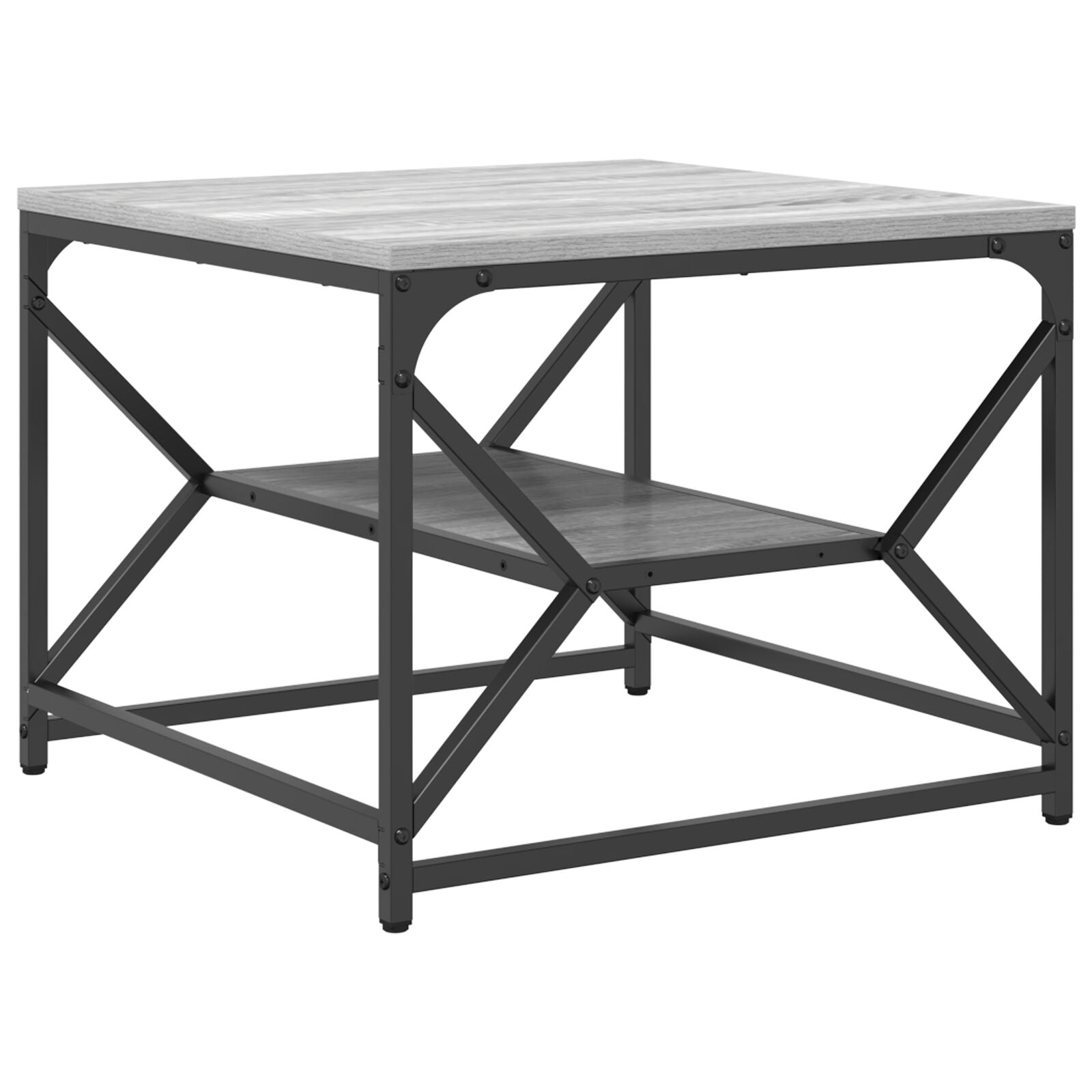 Salontafel Met Plank - - - Gemaakt Van Bewerkt Hout Grijs sonoma 51 x 50 x 40 cm