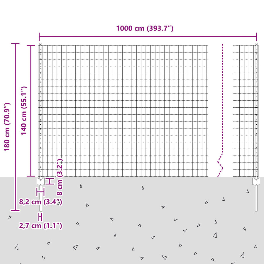 Tuinhek Rolset Set Van 2 Grijs Metaal 10 X 1,4 M Duurzaam