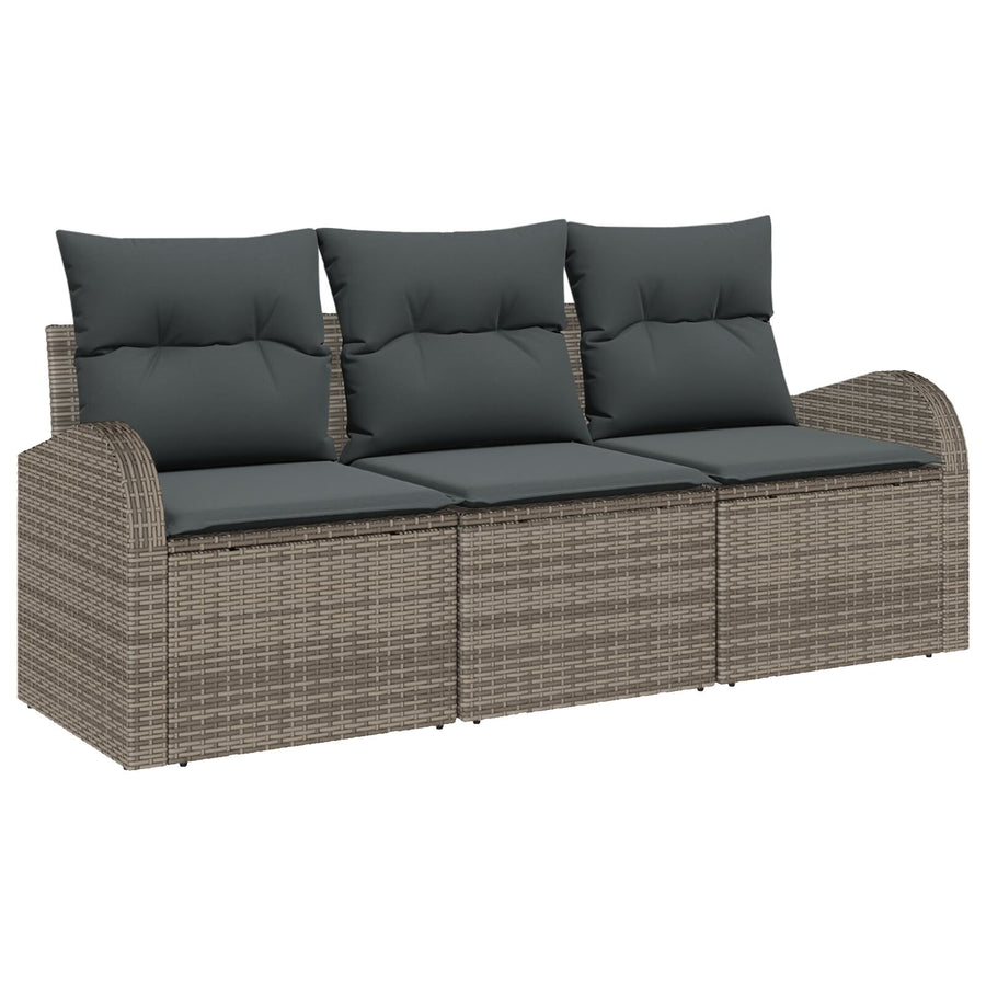 3 Delige Tuin Sofa Set Met Kussens Grijs Poly Rattan