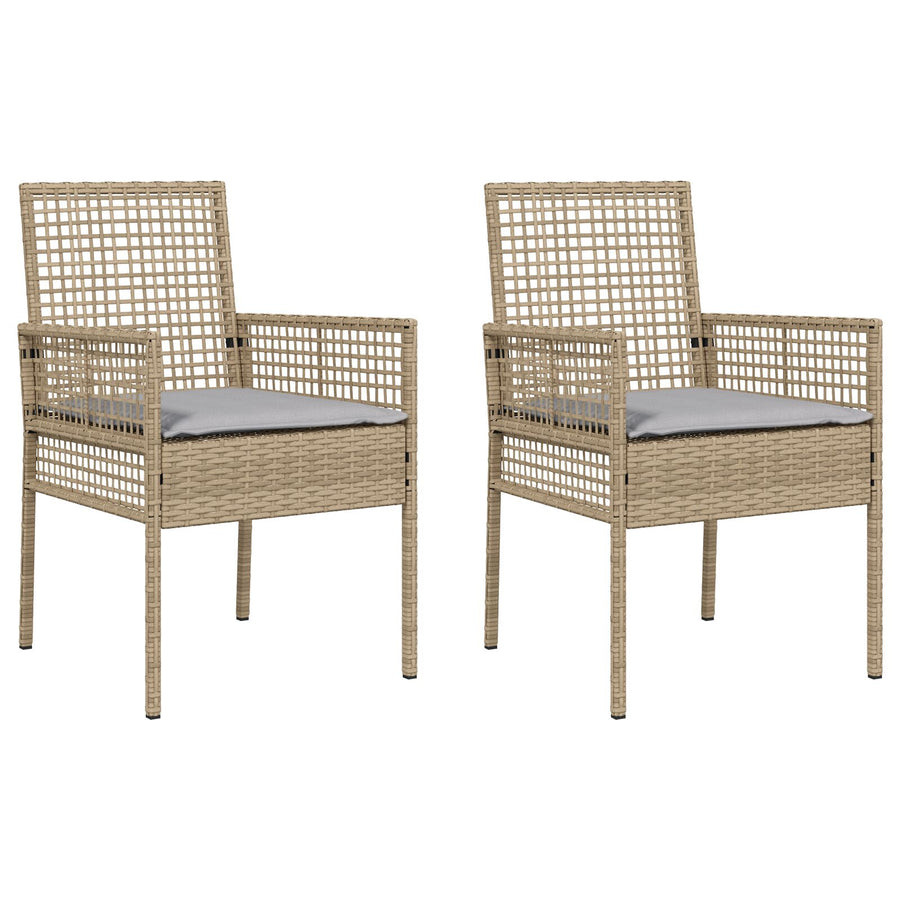 Tuinstoelen 2 Stuks Met Kussens Poly Rattan Gemengd beige en lichtgrijs